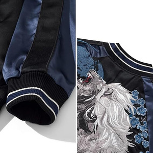 Chaqueta universitaria de béisbol con bordado de satén personalizado de alta calidad para hombres de peso pesado impermeable estilo callejero - Product Image 5