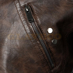 Factory Manufacturer Custom Design Men's <b>Winter</b> <b>Leather</b> <b>Jacket</b> Stand Collar Front Comfortable Street Wear Waterproof Breathable - Product Image 6