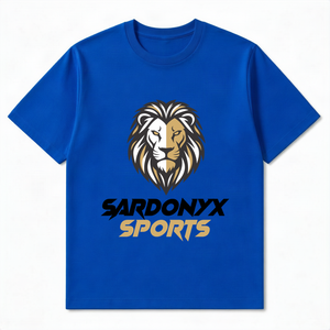 T-shirt à manches courtes pour homme Sardonyx Sports, logo lion imprimé sur le devant, col rond, coupe ample, 100% coton respirant - Product Image 1