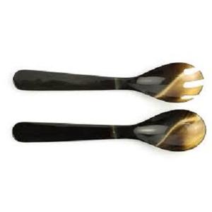 Design différent 2 pièces corne de buffle serveur de salade cuillère fourchette à la main de haute qualité corne vaisselle salade serveur couverts ustensiles - Product Image 1