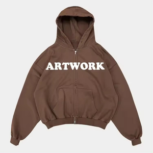 Oem Custom Zipper Cotton Terry <b>Cropped</b> Jacket <b>Cropped</b> Blank Full <b>Zip</b> <b>up</b> Vintage Acid Wash Distressed Hoodies Unisex - Product Image 4