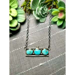Collier géométrique en turquoise et argent sterling Jameson Garcia Kingman pour cadeau - Product Image 1