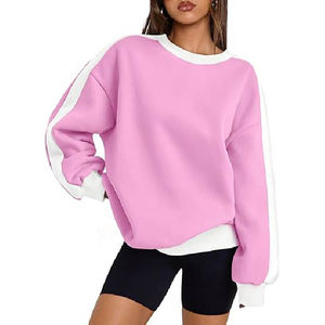 Sudaderas de Forro Polar Extra Grandes para Mujer, Personalizadas, de Venta Caliente, con Cuello Redondo, Estampadas, con Bloques de Color, Mangas Largas, Lavadas al Ácido, 100% - Product Image 6