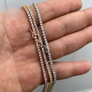 Collier chaîne tennis cubaine plaqué or Hip Hop en Moissanite VVS, style Bling Iced pour homme, certifié IGI, pour soirée, chaînes fines - Product Image 1