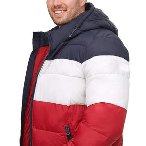 Blouson matelassé en toile pour homme avec col montant et logo frontal - Manteau d'hiver doux et chaud, imperméable, style streetwear écologique - Product Image 4