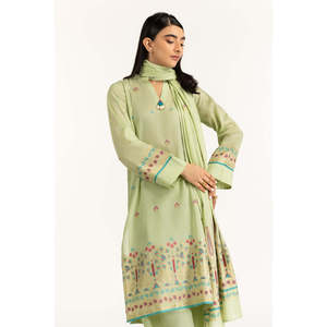 Traje Casual de 3 Piezas para Mujer, Color Verde Claro, Tejido Jacquard Teñido, para Verano - Product Image 3