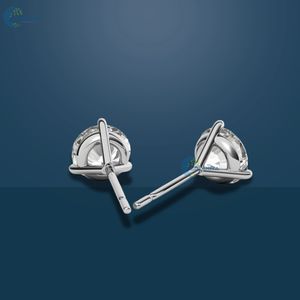 2.6TCW Pendiente redondo de corte brillante VVS1 Pendiente de moissanita para mujer Pendiente de tres puntas de oro blanco sólido de 14 quilates - Product Image 4