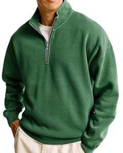 Jersey de lana informal de manga larga con media cremallera para hombre, prendas de vestir exteriores atléticas, hilo teñido con capucha, estampado Digital personalizado, patrón de dibujos animados - Product Image 4