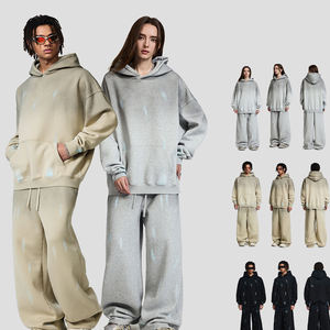 ชุดเสื้อฮู้ดดี้และเสื้อสเวตเชิ้ตแบบโอเวอร์ไซส์ ตัดเย็บแบบมีรู  บุผ้าฟลีซ 380GSM  สำหรับฤดูหนาว  แบบยูนิเซ็กซ์  แฟชั่นสั่งทำได้  ขายส่ง - Product Image 1