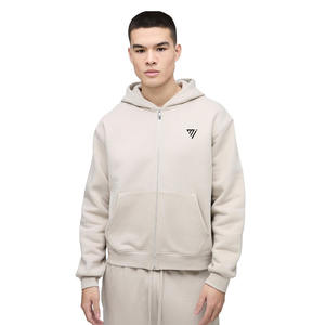 330GSM Oversized Boxy Zip Through Hoodie en couleur de pierre pour les hommes au prix de gros avec logo personnalisé par Marfa International - Product Image 1