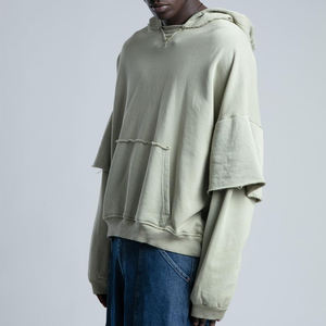 Sudaderas con capucha de lavado ácido de doble capa para hombre con diseño de la mejor calidad de fábrica, sudaderas con capucha con tu propio logotipo de lavado ácido de doble capa para hombre - Product Image 6