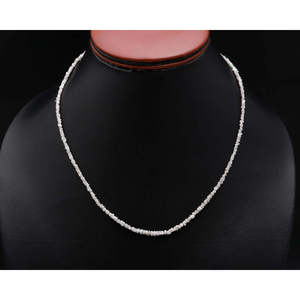 Raw Rough Diamond Beads Necklace Natural Uncut Diamond Nuggets 2-3mm Handmade Luxury Diamond Jewelry - Product Image 4