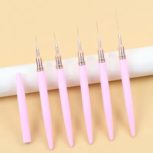 Private Label OEM Pink metallo manico Nailart pennelli <span class=keywords><strong>Neil</strong></span> <span class=keywords><strong>Neil</strong></span> Gel UV Gel Gel Nail Art Brush Kit all'ingrosso - Product Image 3