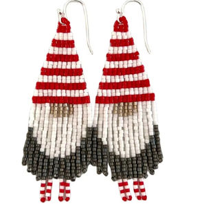 Handmade Santa <b>Christmas</b> Beaded <b>Earrings</b> drop seed beads embroidery good colour glass bead from India - Product Image 1