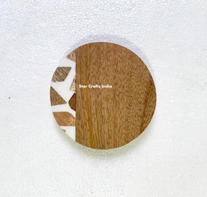 Posavasos de decoración de mesa, alfombrillas de resina de madera, almohadillas redondas para el hogar, Hotel, resina epoxi redonda natural, accesorios de cocina de Acacia - Product Image 1