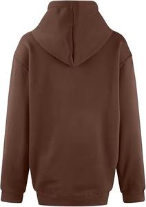 Sudadera Informal Extra Grande para Mujer, Suave, de Terciopelo, Manga Larga, Estilo Holgado, Cómoda, con Logotipo Frontal para Uso Diario - Product Image 3