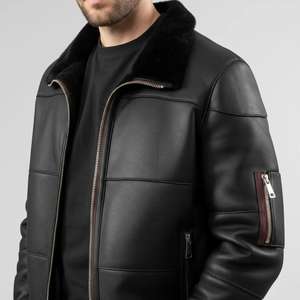 Veste décontractée en cuir pleine fleur véritable imperméable pour homme, style streetwear, avec logo frontal - Fournisseur en gros - Product Image 6