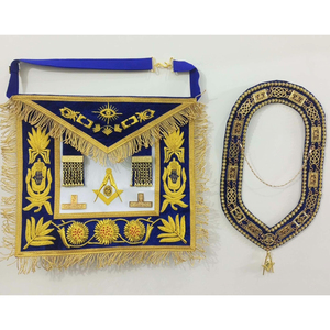 DELANTAL MASONICO REGALIA SENIOR DEACON AZUL CON COLLAR CADENA - Product Image 1