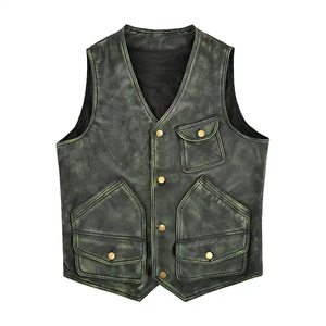 Gilet en cuir de style décontracté gilet en cuir avec logo personnalisé meilleur prix professionnel possédez votre impression gilet en cuir pour hommes le plus vendu - Product Image 1