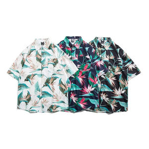 Chemise hawaïenne à manches courtes pour homme, col en V, motif uni, tissu en toile, écologique, séchage rapide, couleurs personnalisées, logo, été, plage - Product Image 4