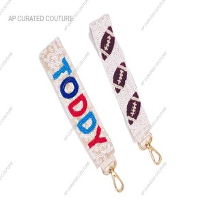 Porte-clés personnalisés de couleur unie perles de paillettes scintillantes ornées de joie sac indien éblouissant porte-clés bandeaux personnalisés - Product Image 6