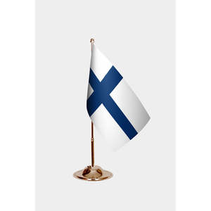 Drapeaux de bureau finlandais imprimés numériquement, mât de drapeau en aluminium - Product Image 2