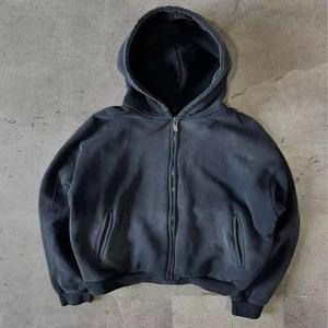 Custom Acid Washed 100% Cotton Thick Pullover Hoodie with Distressed Embroidery and Print Design Oversized Fit Quick Dry - Product Image 6