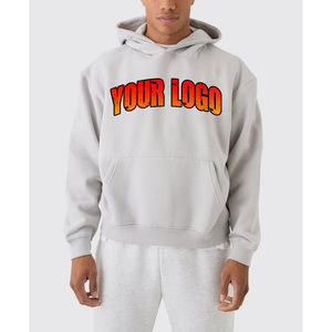 Hot Sale Drop Shoulder Blank Hoodies <b>Men's</b> Street wear Oversized Pullover <b>Sweatshirt</b> Cotton Fleece Casual <b>Grey</b> Hoodie <b>Sweatshirt</b> - Product Image 4