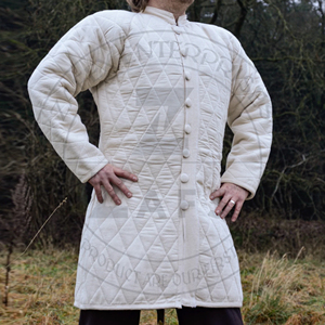 Viking Gambeson veste rembourrée épaisse armure de coton médiévale doublet historique reconstitution Cosplay armure manches longues couleur blanche - Product Image 2