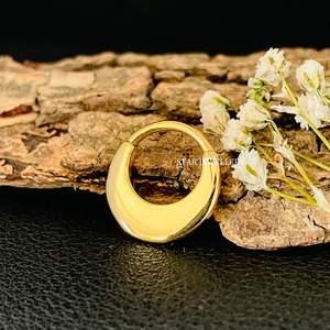 14K Solid Gold Crescent <b>Moon</b> Septum Clicker Piercing Fine Jewelry. - Product Image 4