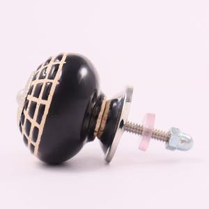 Boutons de tiroir en céramique noire fabriqués à la main en gros meubles commode armoire tire cuisine placard poignées de porte CK-1733 - Product Image 2