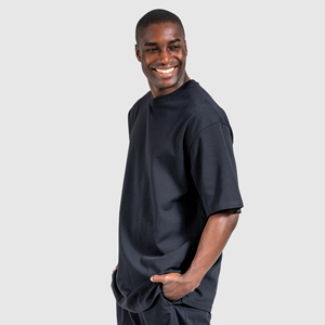 Vente en gros personnalisable 100% coton Jersey anti-rides unisexe surdimensionné T-Shirt motif solide pour hommes vêtements manufacturés - Product Image 2