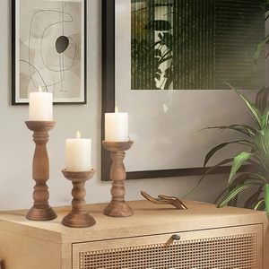 Wooden <b>Candle</b> Holder Dining Table <b>Candle</b> Pillar Holder Centerpiece <b>Candle</b> Stand Decorative <b>Tealight</b> Stand for Living Room - Product Image 1