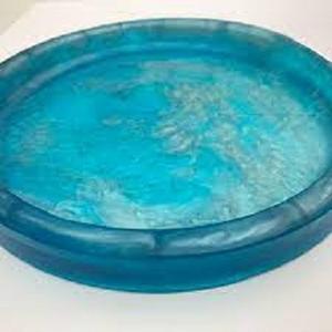 Plats et assiettes en résine marbrée tendance, forme ronde, motif personnalisé, moderne, passe au lave-vaisselle, plat de service alimentaire, écologique - Product Image 4