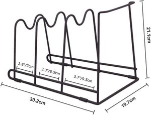 Fabrication à 4 niveaux de <span class=keywords><strong>cuisine</strong></span> en fil de fer métallique robuste, organisateur de garde-manger, support de couvercles de casseroles de stockage - Product Image 5