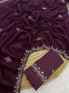 เสื้อผ้าชาติพันธุ์แฟนซีที่สวยงามเสื้อส่าหรีผ้าชีฟองดูทันสมัยที่สุดสินค้าส่งออกล่าสุดเสื้อสุดพิเศษสำหรับเจ้าสาว - Product Image 2