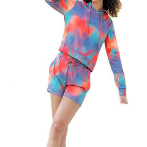 Meilleure vente imprimé Sublimation survêtement Tie Dye respirant léger 100% coton haut tendance Tie Dye femmes survêtement - Product Image 1