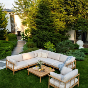 Modern Sofa Set For Living Room Solid Wood <b>Frame</b> Linen Fabric OEM ODM Available Removable Cushions - Product Image 1