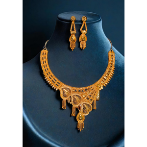 Conjunto de pendientes de collar de calidad asegurada con chapado en oro de 22K, diseño único, conjunto de pendientes de collar para mujer, joyería - Product Image 1