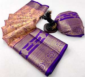 Kanjivaram Semi Silk Malhar Saree <b>Indian</b> & <b>Pakistani</b> <b>Clothing</b> Wholesale Suppliers - Product Image 2
