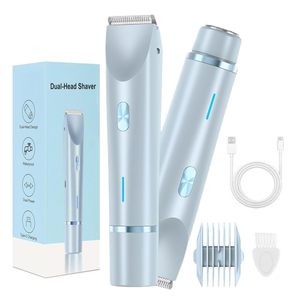 Afeitadora Eléctrica 2 en 1 de Doble Cabezal, Impermeable IPX7, para Uso en Seco/Húmedo, Recortadora de Vello Corporal y Facial para Mujer, Mini Afeitadora Eléctrica con Doble Cuchilla - Product Image 2