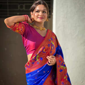 Beau Saree En Soie Avec Zari Tissage Meenakari Design - Product Image 1