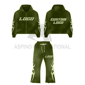 Costumes pour hommes avec logo personnalisé coupe régulière couleur graffiti impression séchage rapide durable 100% coton piste d'hiver lourde - Product Image 4