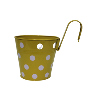 Maceta de hierro de tamaño mediano/manijas plegables maceta de PC amarilla antigua para decoración de hogar y jardín hecha a mano a granel - Product Image 1