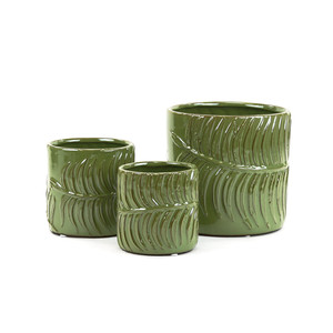 CYC2304GL - Small Green Fern Cylinder <b>Vase</b> - 4 D x 4.25 H - Product Image 3