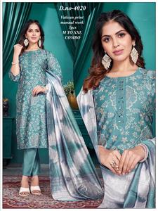 Ensemble 3 pièces de qualité supérieure pour femmes Dernière robe de fête décontractée à imprimé floral Traditionnelle comprenant une paire de pantalons Kurti Dupatta - Product Image 3