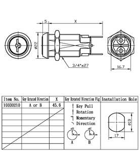 Serrure de commutateur à clé électrique de haute sécurité pour la conception tubulaire d'armoires d'ascenseur disponible à la vente - Product Image 6