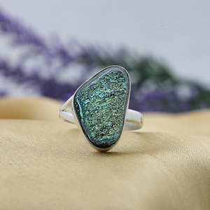 Anillos con patrón de corazón de piedras preciosas de vidrio dicroico natural en plata de ley 925 anillos de joyería fina Lisa joyería mayorista - Product Image 1