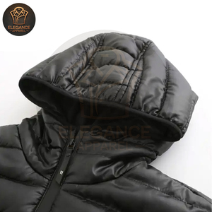 Chaqueta de Invierno con Capucha y Cremallera Completa, Color Negro, Chaqueta Acolchada Gruesa para Hombre, Chaqueta Universitaria de Béisbol - Product Image 3