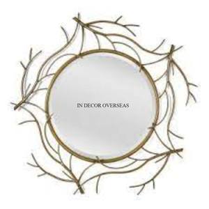 Look accrocheur papillons en métal plaqué or concepteur forme ronde miroir mural maison et hôtel salon décoration fournitures - Product Image 2